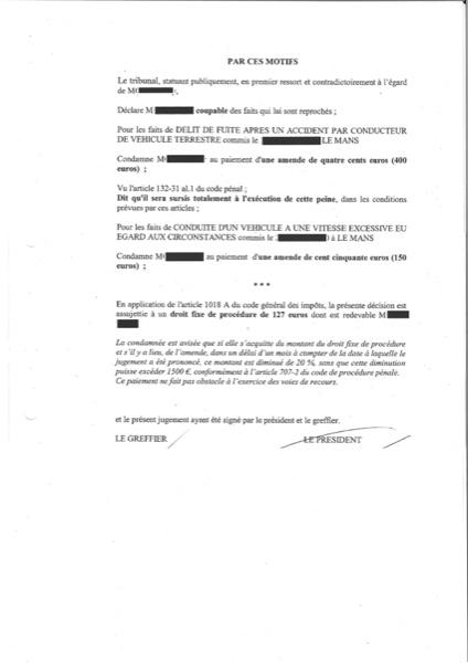 Délit de fuite - Histoire d'une suspension du permis de conduire évitée.