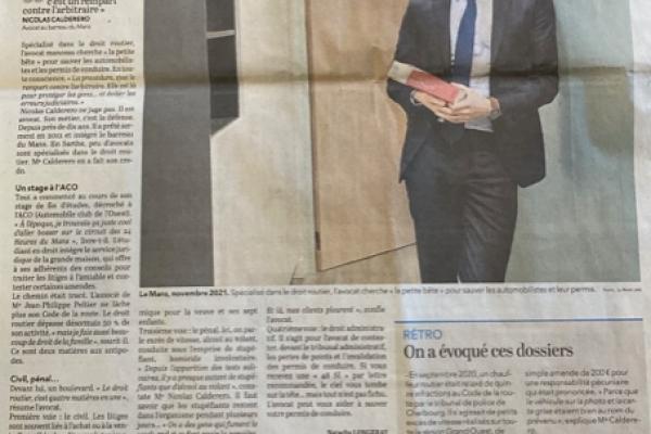 Avocat permis de conduire - Maine Libre - Edition du 06 janvier 2022
