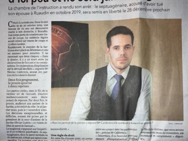 Avocat Pénal - Féminicide - Remise en liberté de l'auteur des faits - Maine Libre